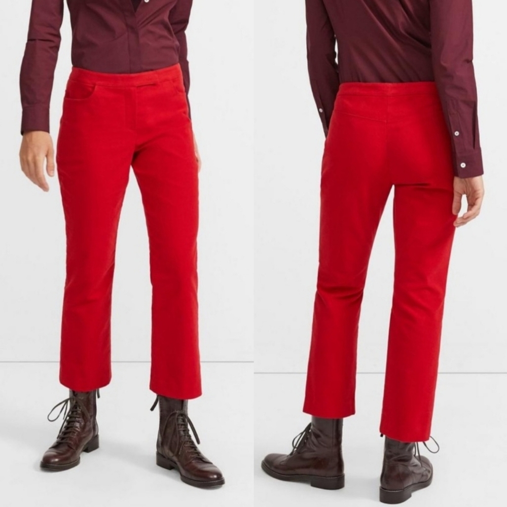 Theory Red Crop Moleskin Twill Trousers - Picture 1 of 9